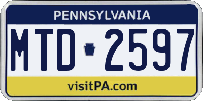 PA license plate MTD2597