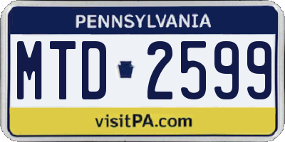 PA license plate MTD2599