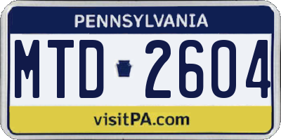 PA license plate MTD2604