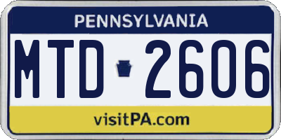 PA license plate MTD2606