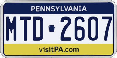 PA license plate MTD2607