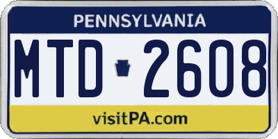 PA license plate MTD2608