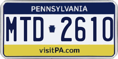 PA license plate MTD2610