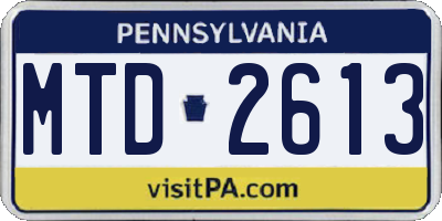 PA license plate MTD2613