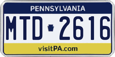 PA license plate MTD2616