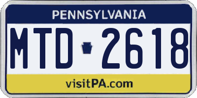 PA license plate MTD2618