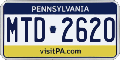 PA license plate MTD2620