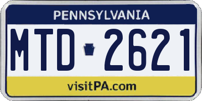 PA license plate MTD2621