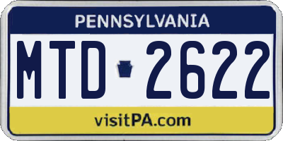 PA license plate MTD2622