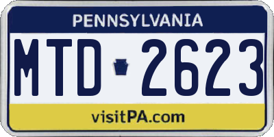 PA license plate MTD2623