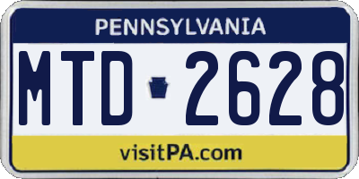PA license plate MTD2628