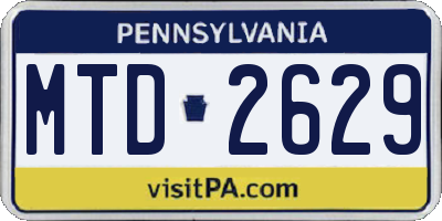 PA license plate MTD2629