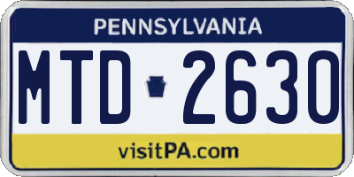 PA license plate MTD2630