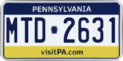 PA license plate MTD2631