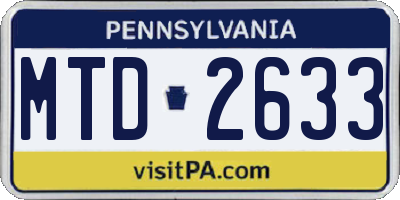 PA license plate MTD2633