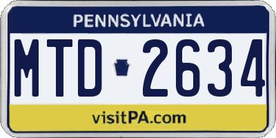 PA license plate MTD2634