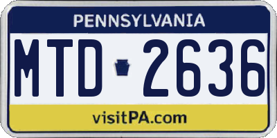 PA license plate MTD2636