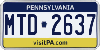 PA license plate MTD2637
