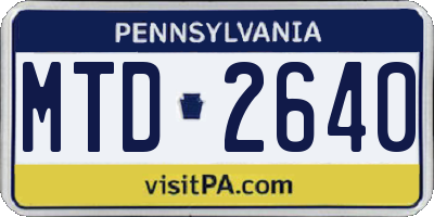 PA license plate MTD2640