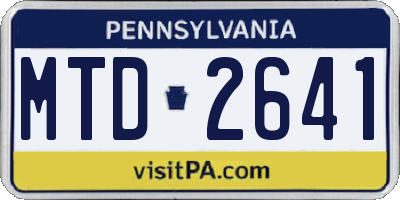 PA license plate MTD2641