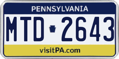 PA license plate MTD2643