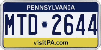 PA license plate MTD2644