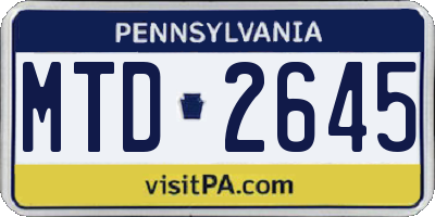 PA license plate MTD2645
