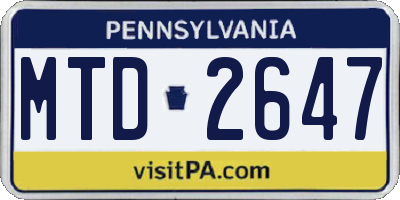 PA license plate MTD2647
