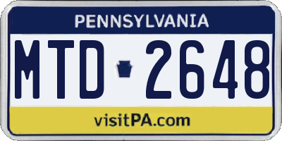 PA license plate MTD2648