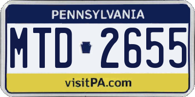 PA license plate MTD2655