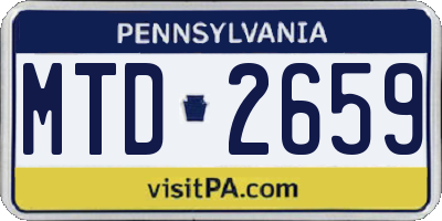 PA license plate MTD2659