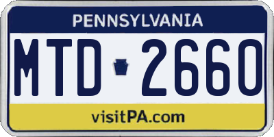 PA license plate MTD2660