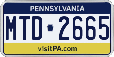 PA license plate MTD2665