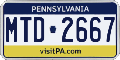 PA license plate MTD2667