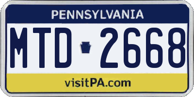 PA license plate MTD2668