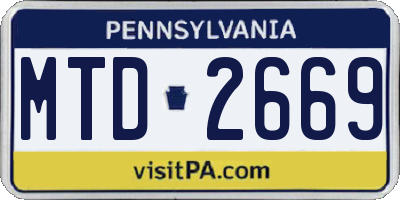 PA license plate MTD2669