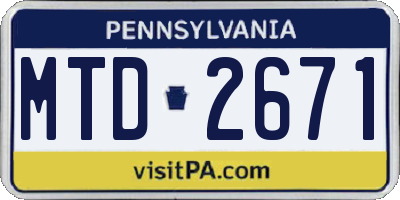 PA license plate MTD2671