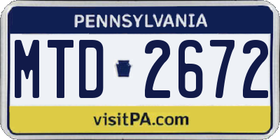 PA license plate MTD2672