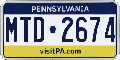 PA license plate MTD2674