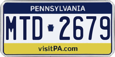 PA license plate MTD2679