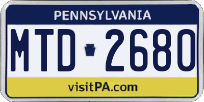 PA license plate MTD2680
