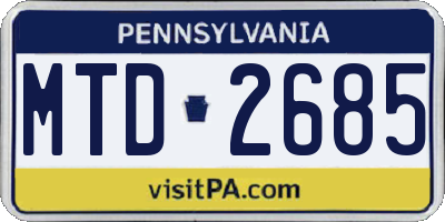 PA license plate MTD2685