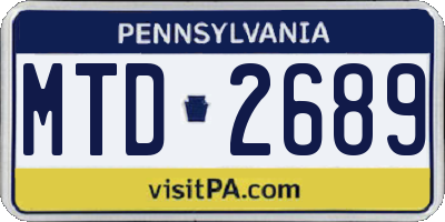 PA license plate MTD2689
