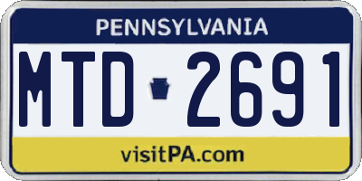 PA license plate MTD2691
