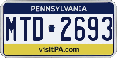 PA license plate MTD2693