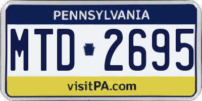 PA license plate MTD2695
