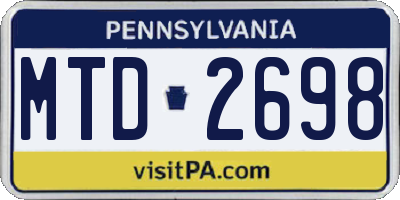 PA license plate MTD2698