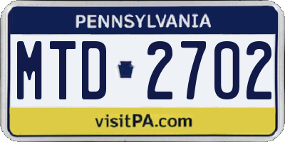 PA license plate MTD2702