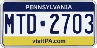 PA license plate MTD2703