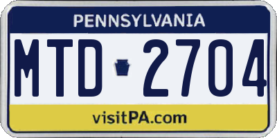 PA license plate MTD2704